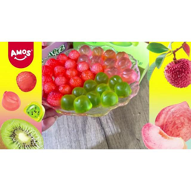 AMOS 可剥白桃味软糖夹心糖果（约10小包） 8.47 盎司