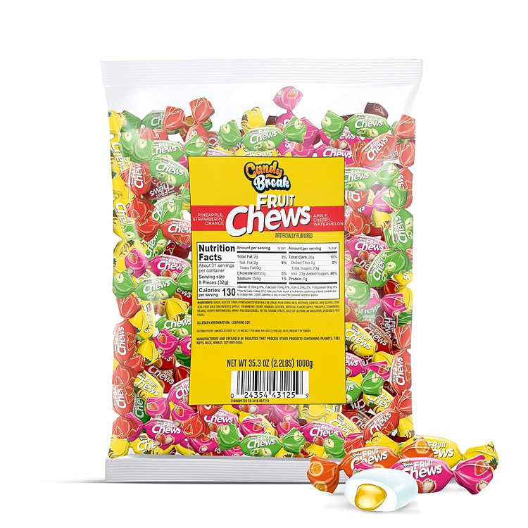 FruitChews 2.2 lb Bag Assorted Center Filled Candy 2.2 lb