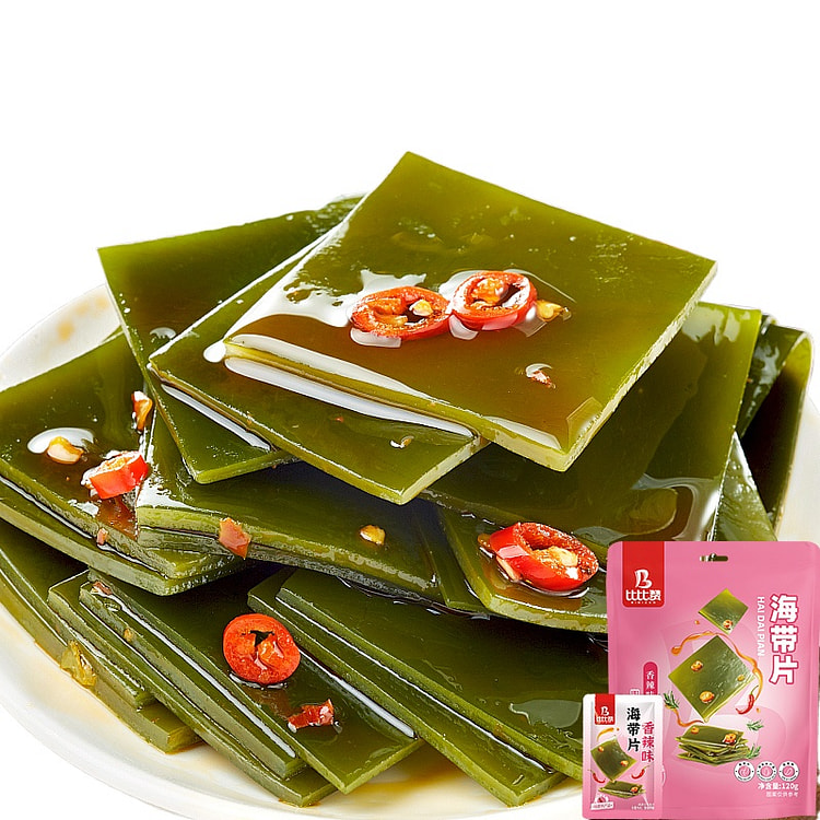 比比赞 海带片结开袋即食网红 香辣海味解馋小零食 12g*10袋装
