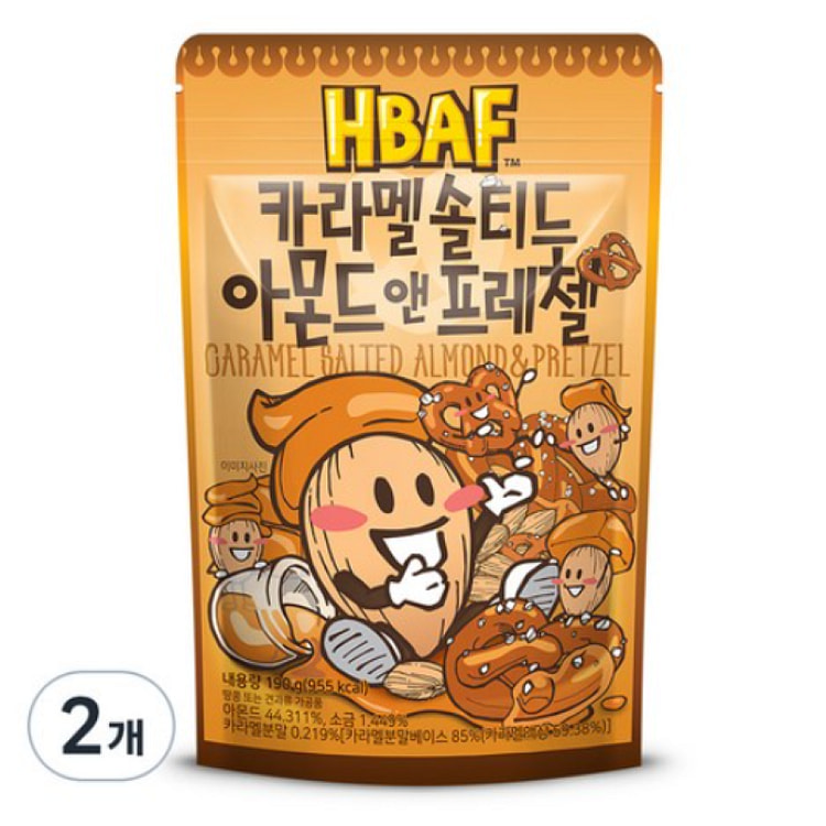 [韩国 直接配送] 巴布焦糖盐杏仁味 190g, 2个