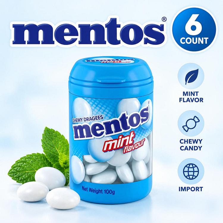 Mentos Chewy Dragees Mint 4.23oz 6ct 1 each