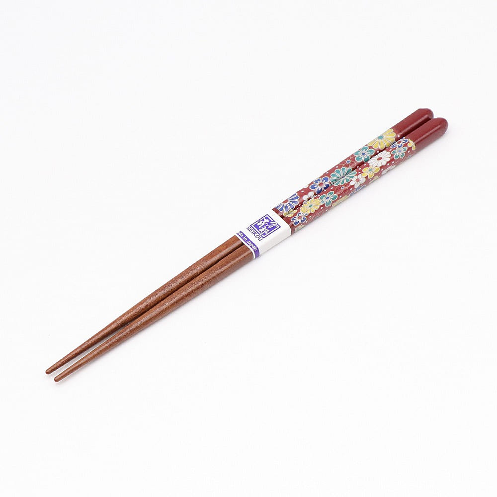 Kutani Ware Handmade Chopstick Red (Plum Chrysanth, 8.26) Made in Japan 1 each