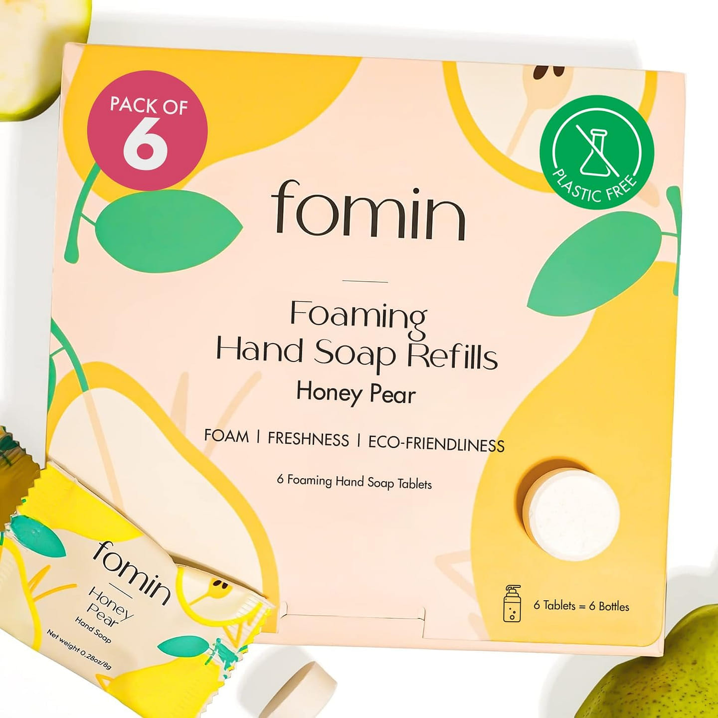 FOMIN Foaming Hand Soap Refills – Honey Pear – 6 Pack 48 fl.oz