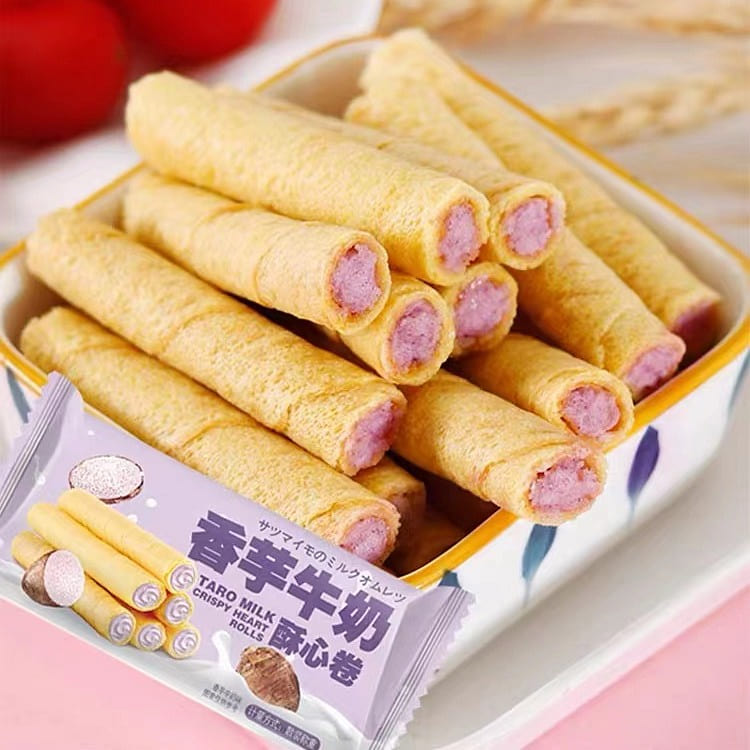 Taro Milk Eggrolls, 12 packs of 72 sticks, Cookies, Snacks 276 g