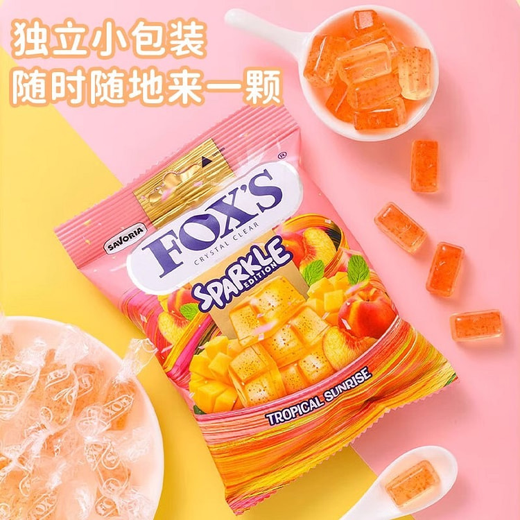 Foxs Crystal Candy Mango + Peach Fruit Candy 80g 80 g