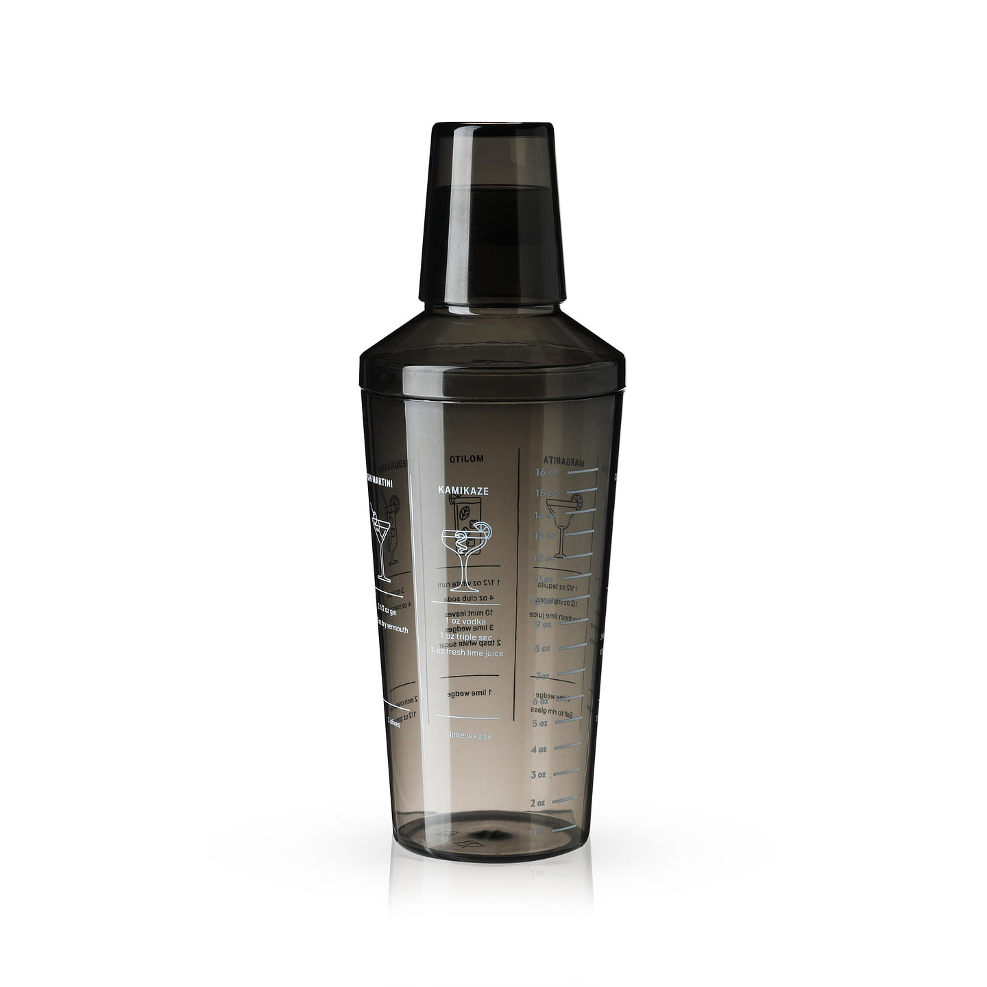 True Smoke Recipe Shaker, Tinted Plastic Cocktail Shaker, Includes 7 Drink Recipes with Measurements 16 oz