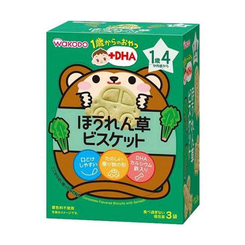 Wakodo up+DHA Spinach Biscuits 10g x 3 bags 1 each