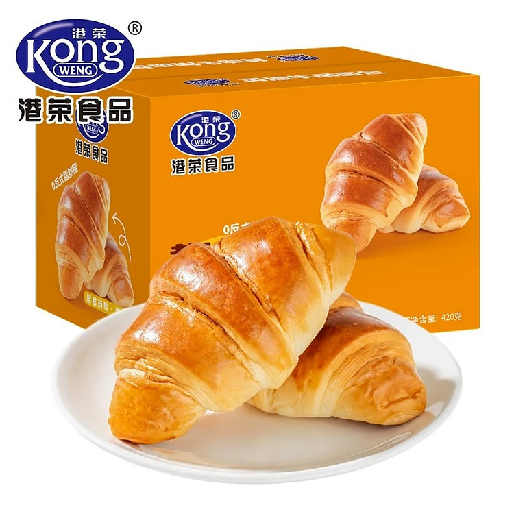 港荣黄油牛角软面包营养早餐下午茶糕点充饥饱腹小零食 420 克