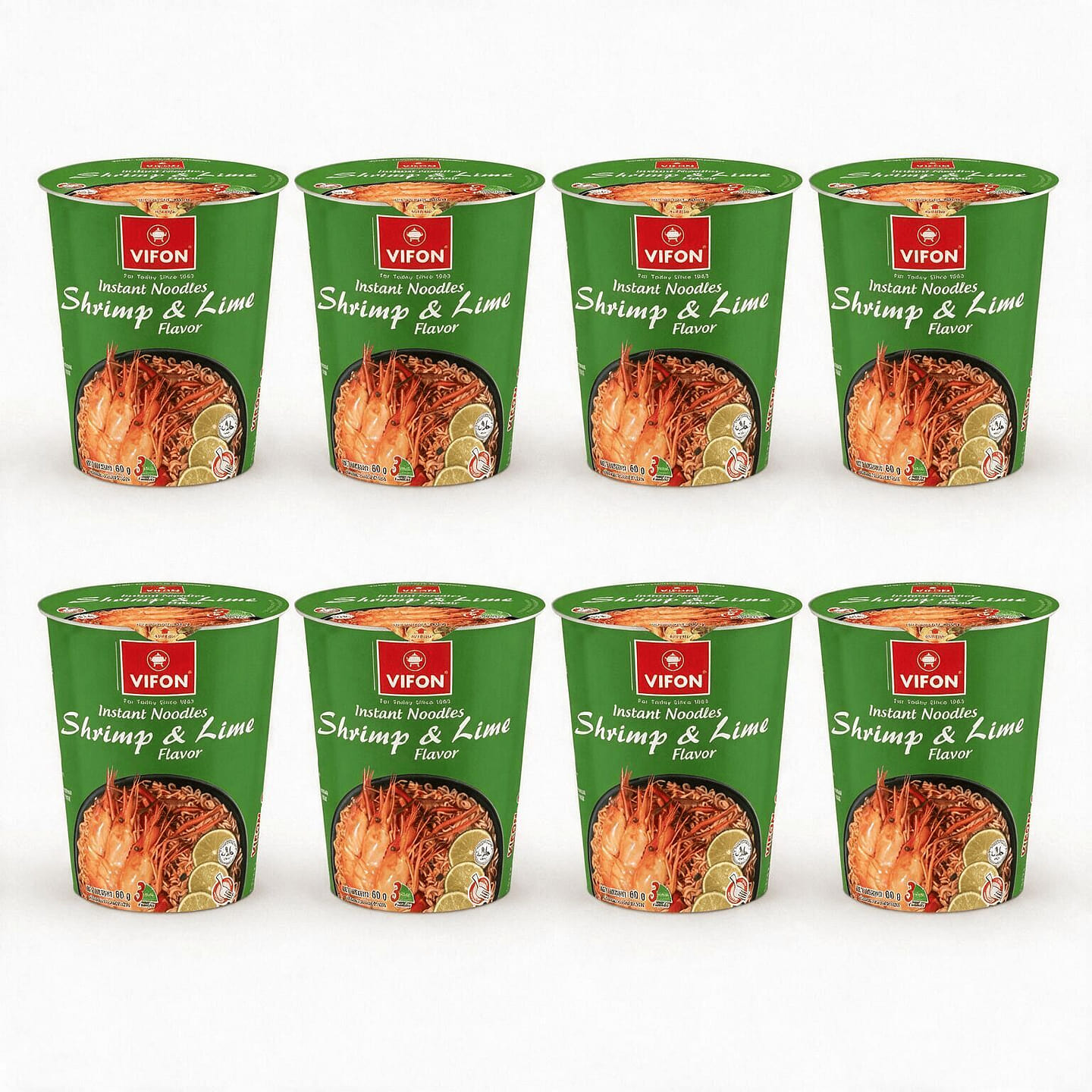 [8-CUP] VIFON Shrimp & Lime Flavor Noodle Cup 2.12 oz*8 pack