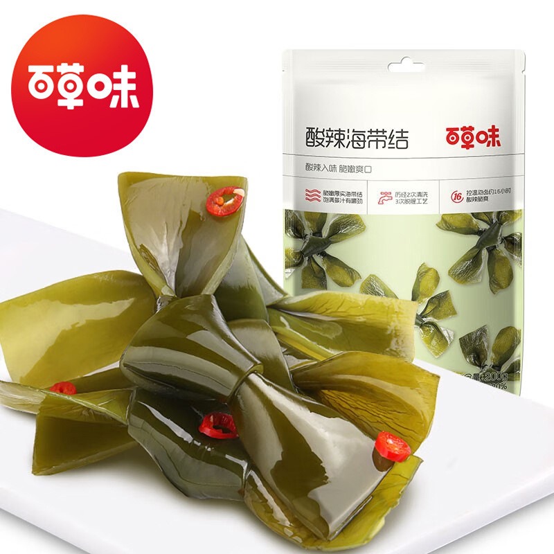 Baicaowei Spicy & Sour Kelp Knots (200g) 1 pack