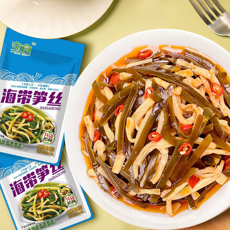 Kelp bamboo shoot silk pickles 70g*3 packaging