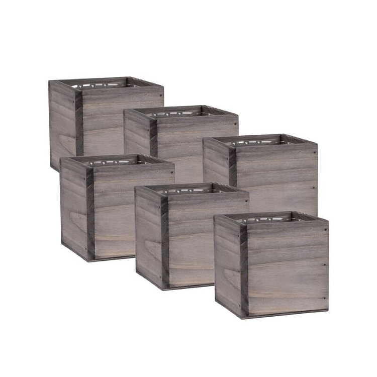 Chậu Gỗ Tự Nhiên Phong Cách Rustic Cho Gia Đình (4" x 4") 6 count
