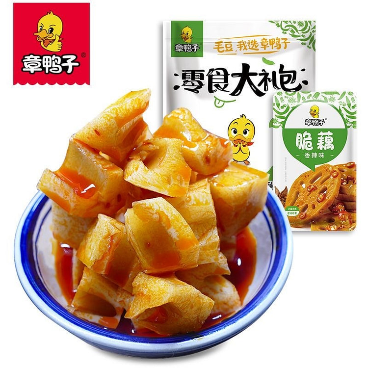 章鸭子香辣莲藕卤味藕丁麻辣零食藕丁下饭菜素食 20 克*5 包