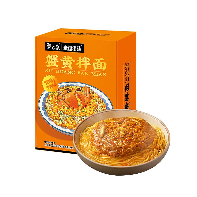 【美国直邮】白象 蟹黄拌面 非油炸方便面 1盒 208 克