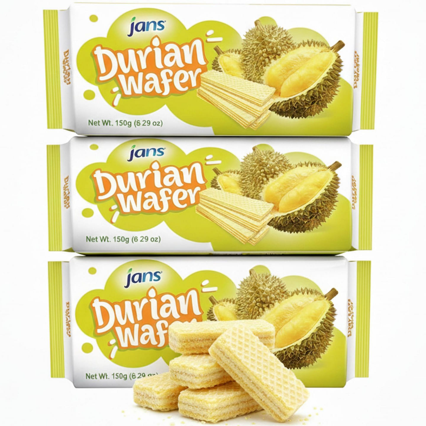 Jans – Durian Wafers, 5.3 oz, Pack of 3 5.3 oz*3 pack