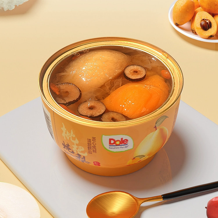 DOLE Loquat Stewed Pear, Small Bowl, Canned Fruit with Rock Sugar, Ready to
