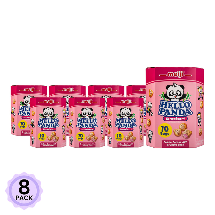 Meiji Hello Panda Cookies, Strawberry Filling 6 oz*8 pack