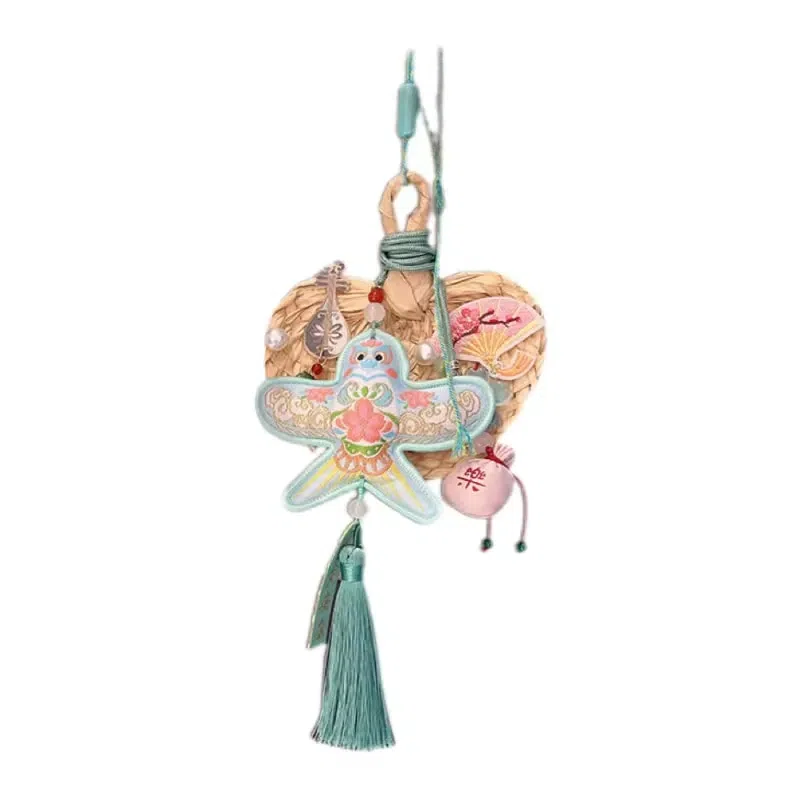 New Chinese Kite Sashet Pendant Car Hanging -Fan Pape Kite Wood Gift Box 1 Pc 1 each