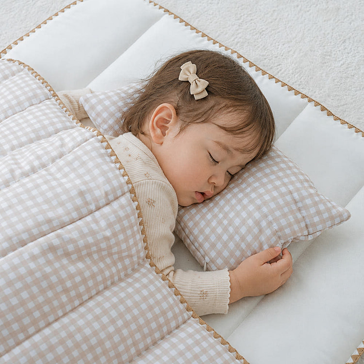 Pastel Check Nap Quilt Set - Beige 100 g
