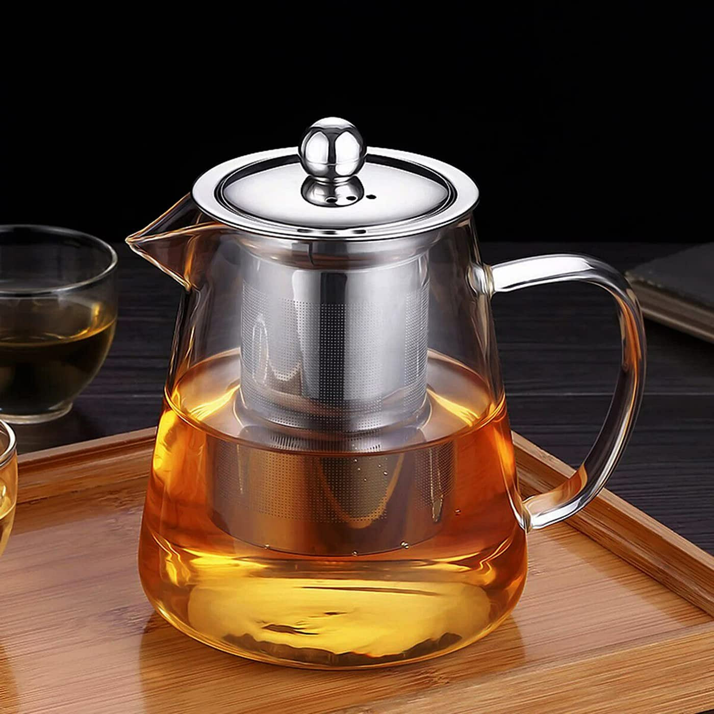 高品质玻璃茶壶550毫升 带不锈钢可拆卸泡茶器 1 份