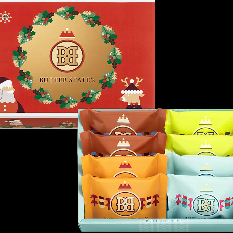 【日本直邮】东京爆款零食BUTTER STATES  数量限定 圣诞节限定 新款巧克力黄油 黄油饼干 4种口味8个装