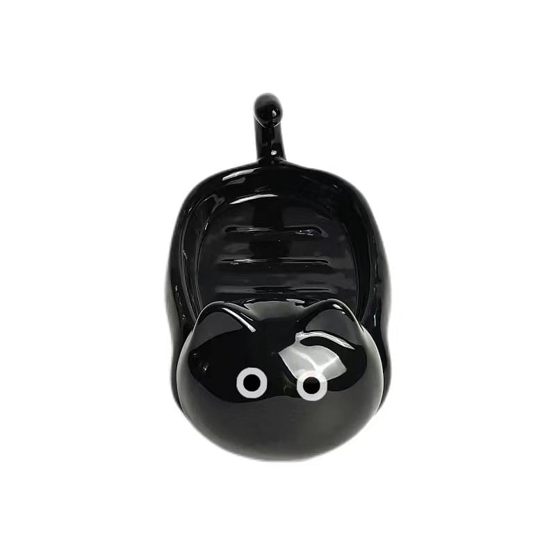 Siamese Cat Ceramic Soap Box Bathroom Soap Box – Brilliant Black 1 Pc 1 count