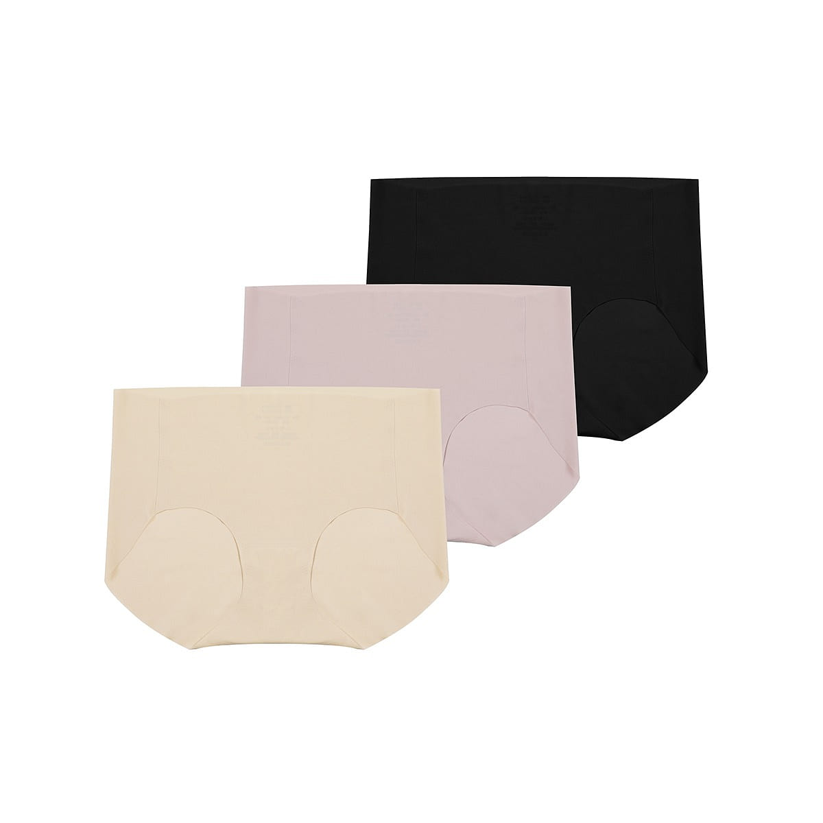 Ubras Traceless One Size Mid-WaistCotton Women Panties 3 Pack Nude+Pink+Black 1 each
