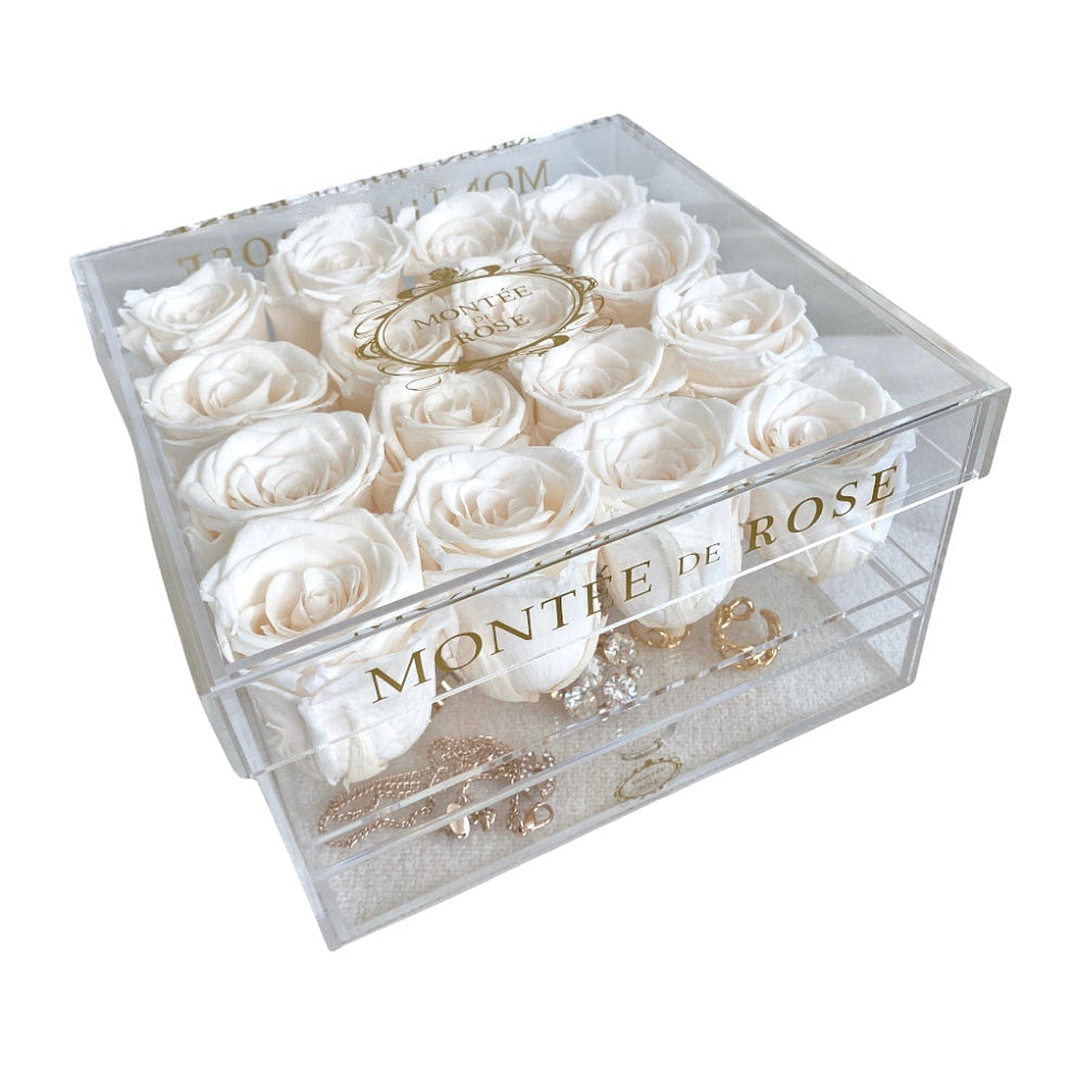 Large acrylic jewelry box with drawers Pure White 1 each