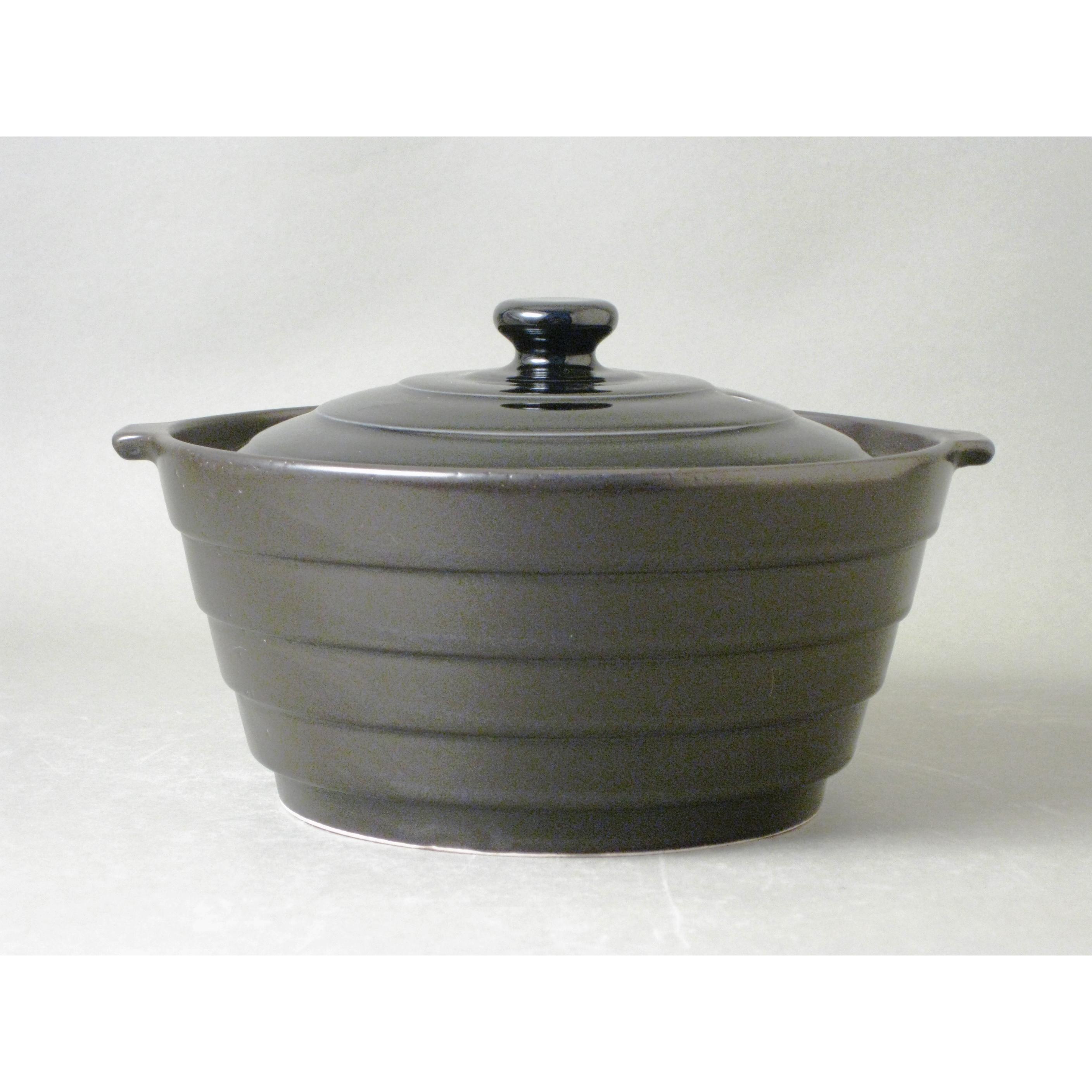 Arita Ware Handmade Hotpot (Black, 8.3" x 7.6") Made in Japan 1 count