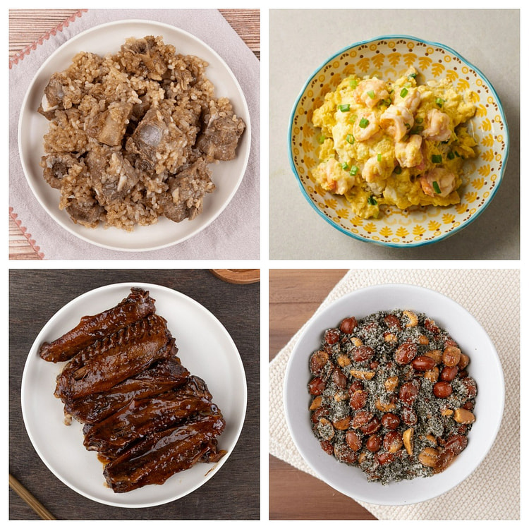 经济套餐(糯米排骨+滑蛋虾仁+酱鸭膀+苔条花生) 1 份