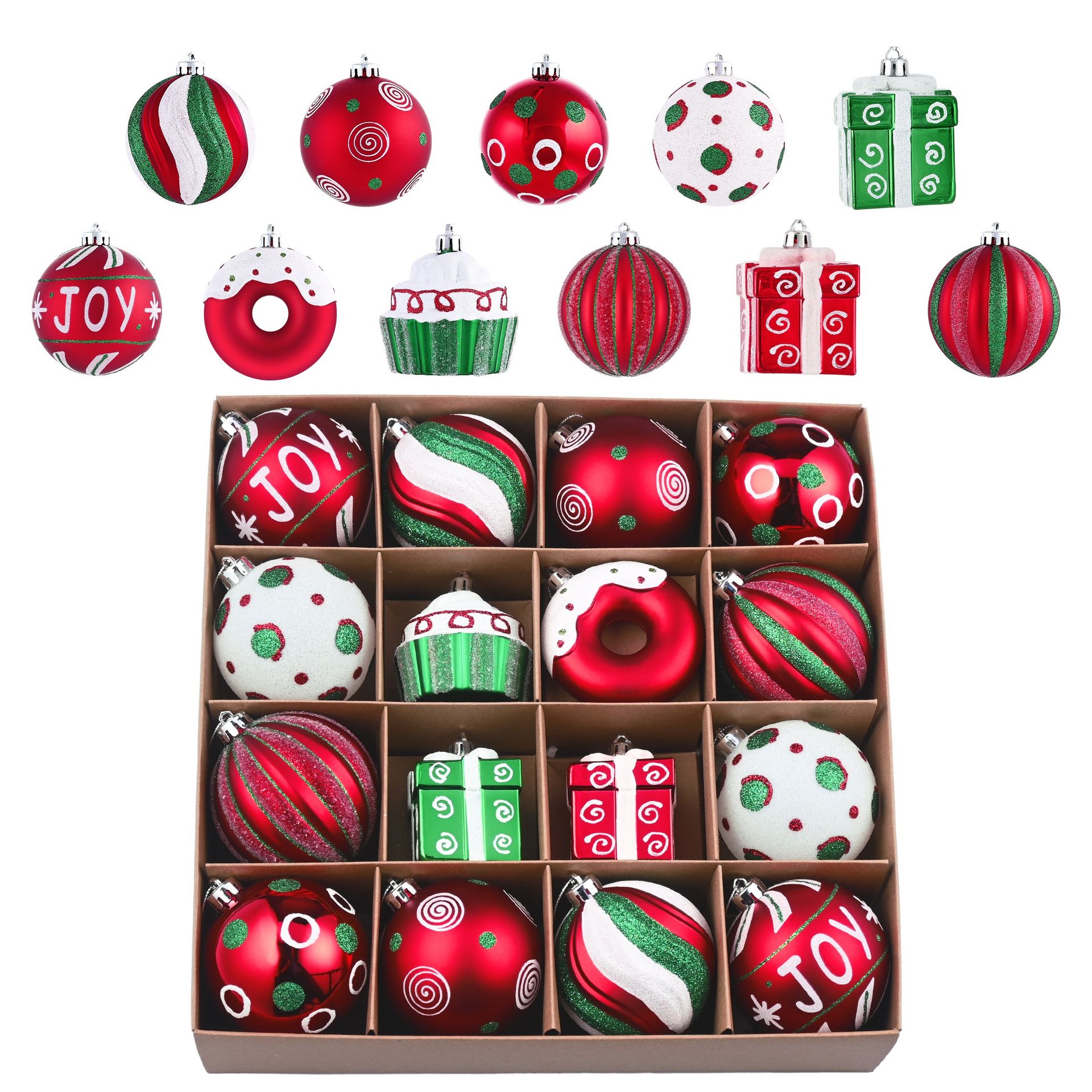 16 pcs/set Christmas Ball Ornaments 1 each