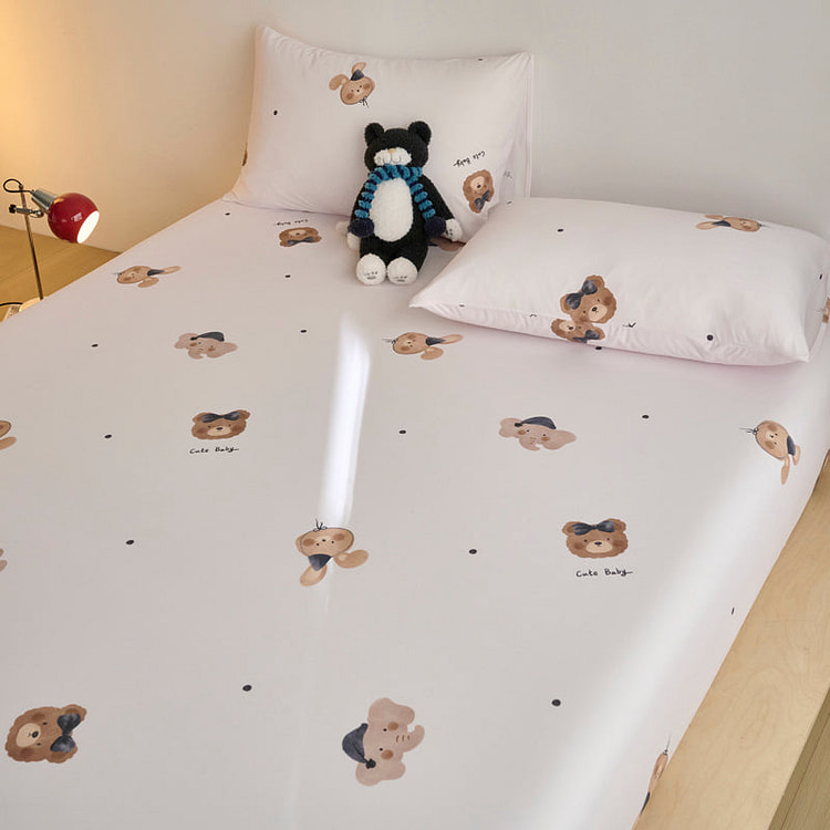 Glace Dreams Fitted Sheet Set Baby Teddy-Queen 2000 g