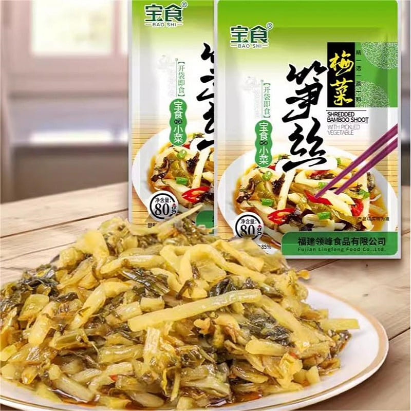 BaoShi Shredded Bamboo Shoots with Preserved Vegetable 80g small pack with meal 80 g