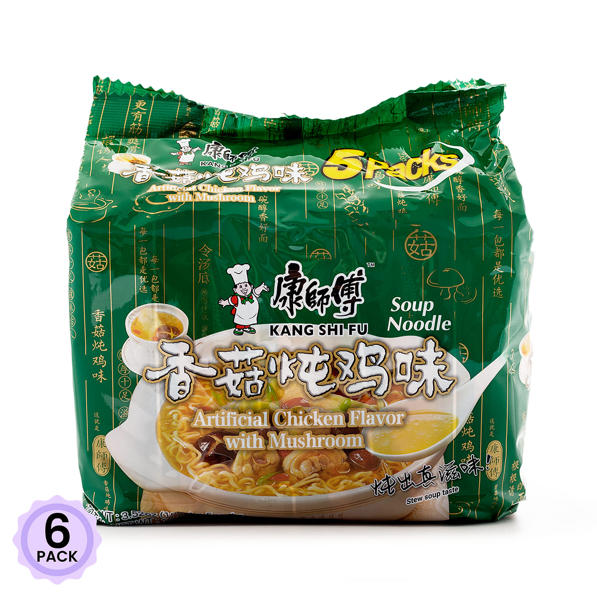 Kang Shi Fu インスタントラーメン 菌チキン味 17.6 オンス*6 パック