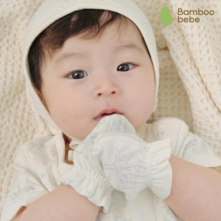 Bamboo Forest Hand Mittens - White Pink 1 pack