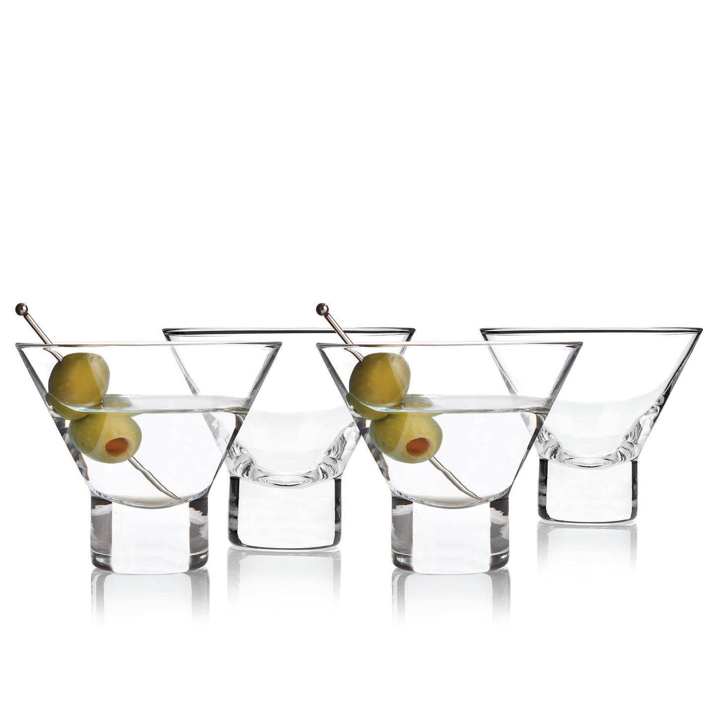Viski Crystal Stemless Martini Glasses – Fun Cocktail Glasses, Crystal Clear Coupe Glass Gift Set, 7.5 oz, – Martini Glasses Set of 4 7.7 oz