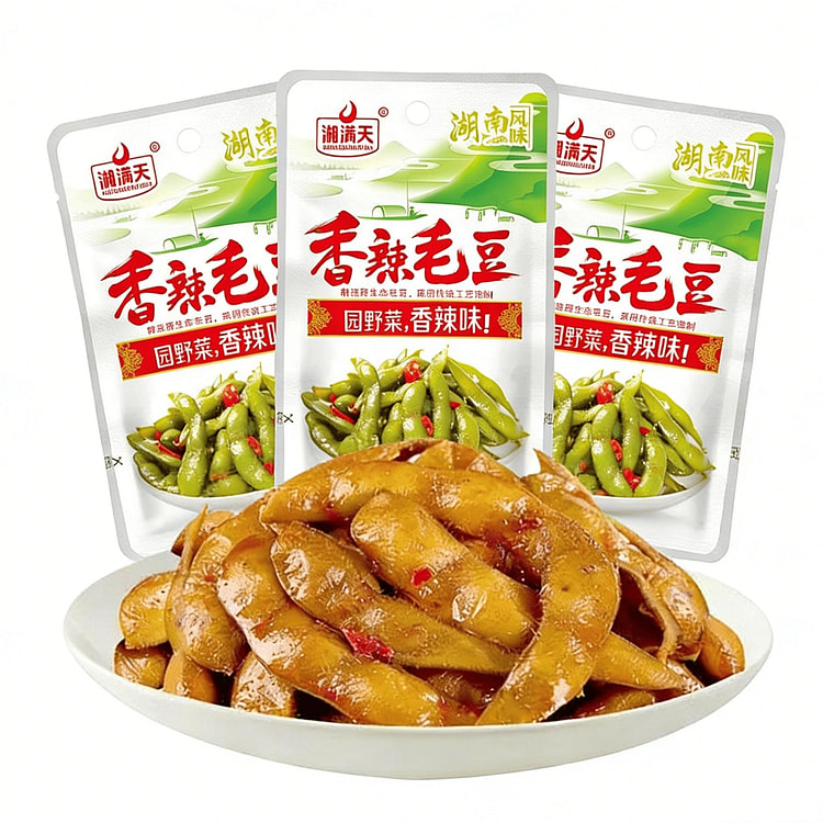 湘满天香辣毛豆下饭菜酸辣开胃菜开袋即食28g*5袋 140 克