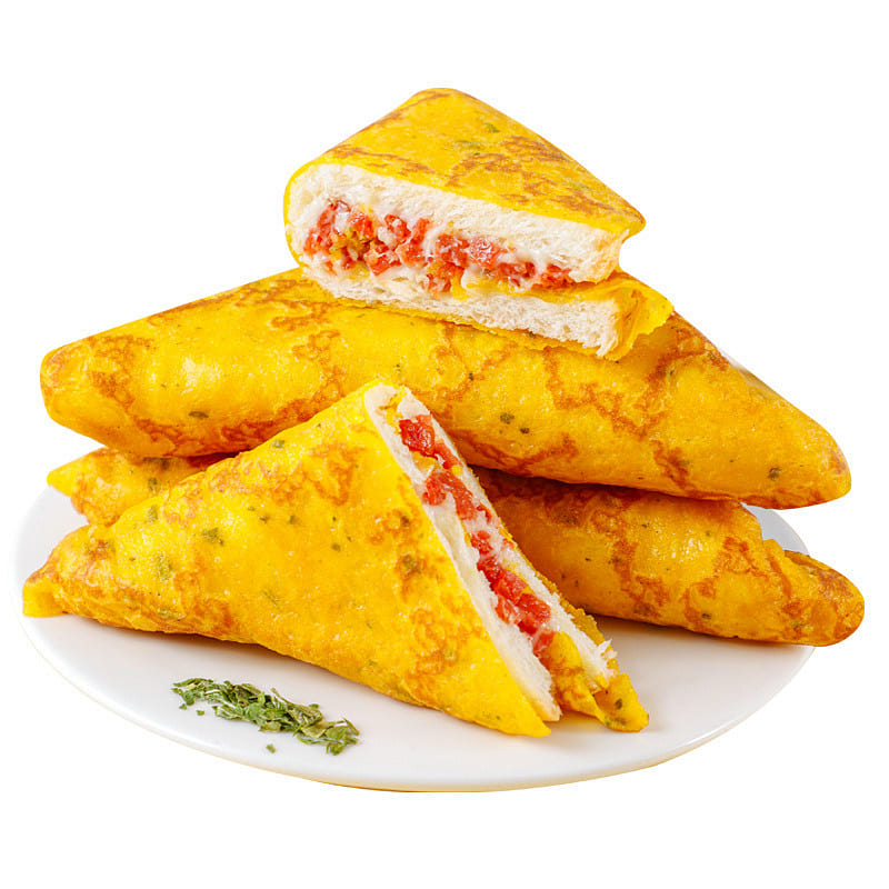 Shallot triangle wrap, egg crust, toast, sandwich bread, office breakfast, stude 390 g