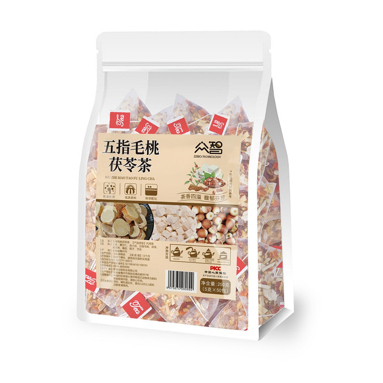 Five Fingers Poria Tea Individually wrapped triangular tea bags 50 bags/bag
