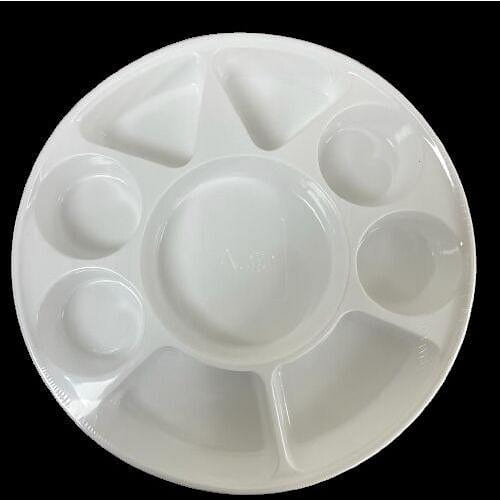200 Pc Round White 9 Compartment Disposable Plates 1 each