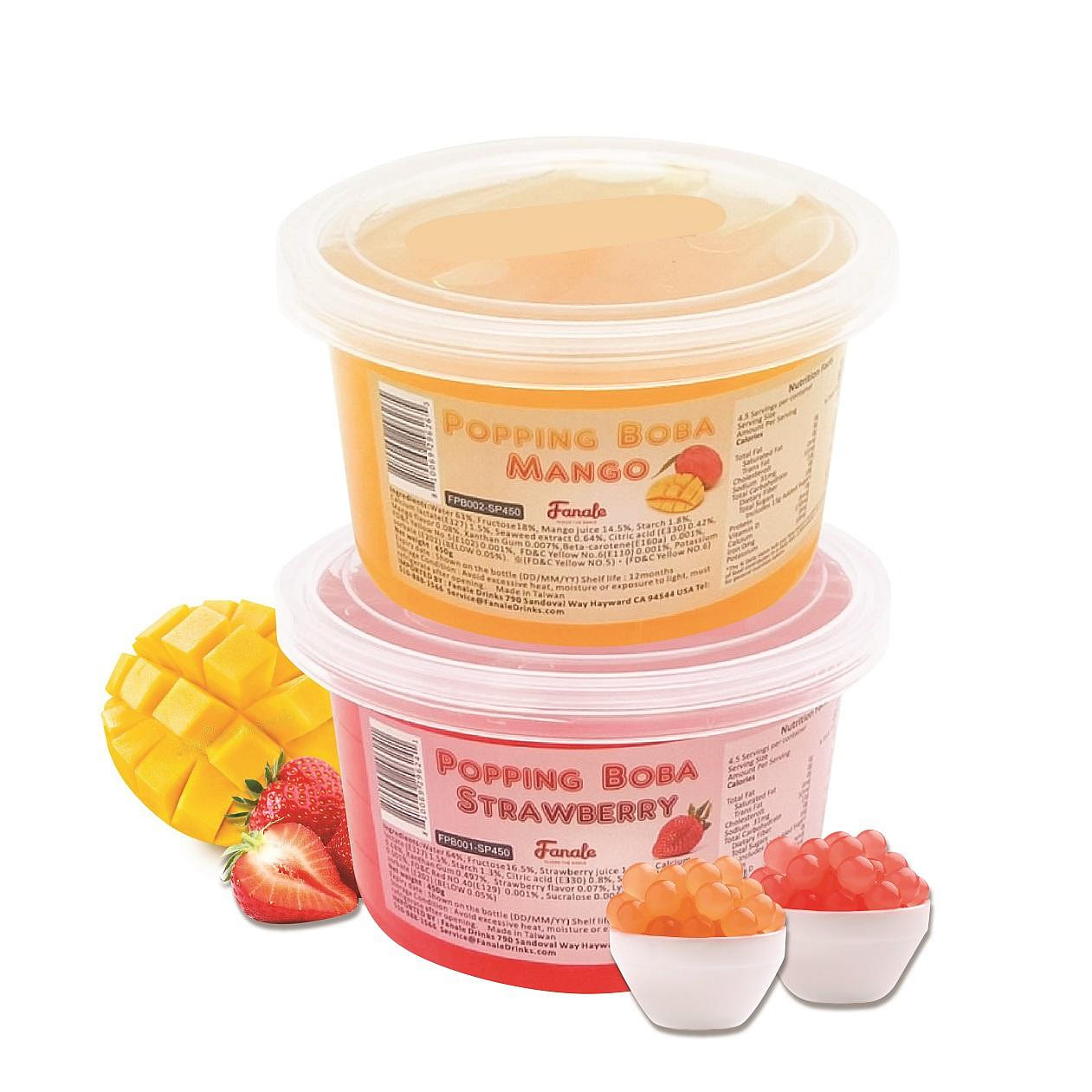 Fanale Popping Bursting Boba Mango + Strawberry Flavor 450g 2 병