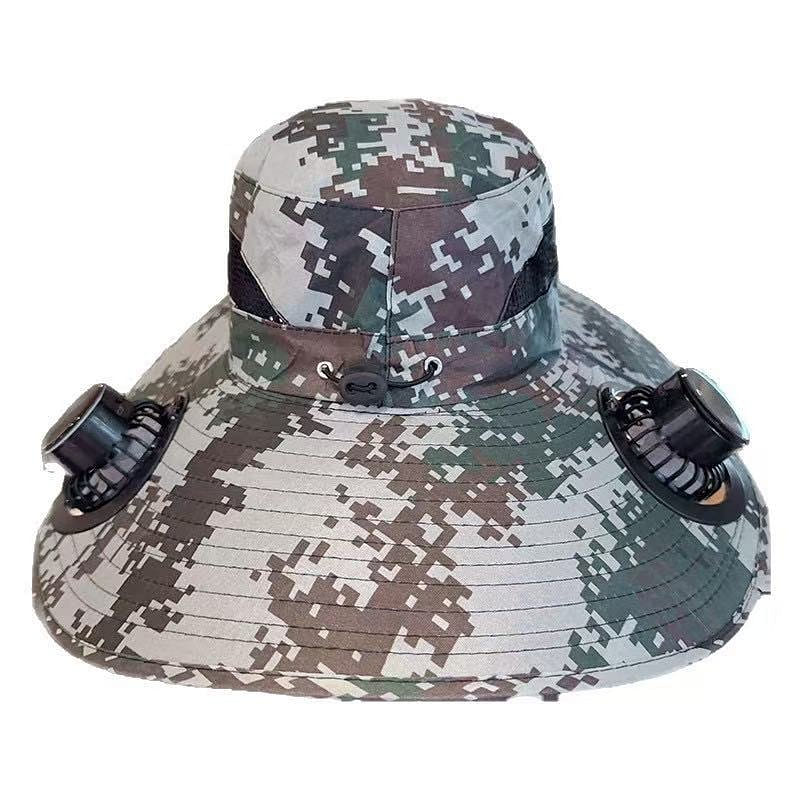 Solar-powered Fan Hat Fisherman’s Hat Camouflage 1 each