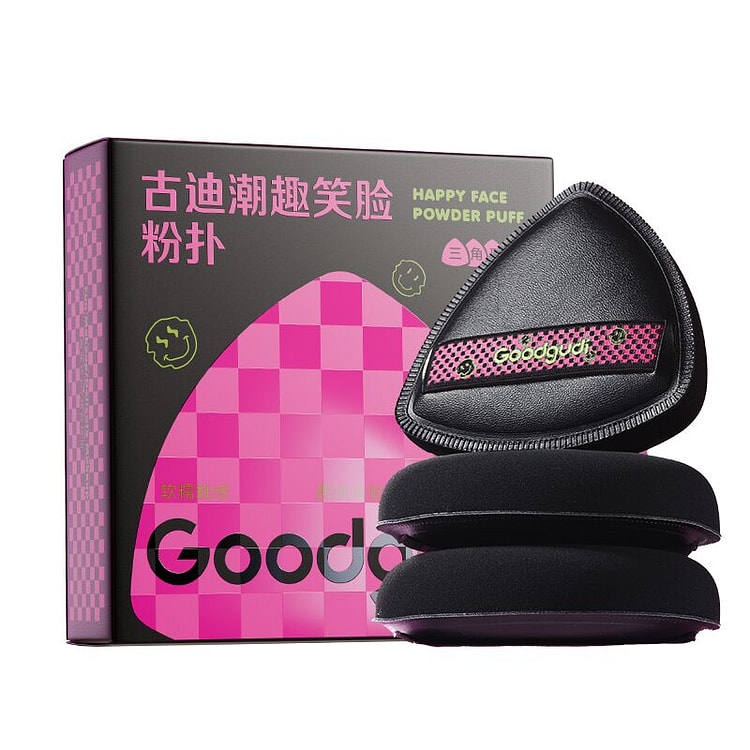 古迪 潮趣笑脸粉扑1个装 桃心形 新款黑凤梨