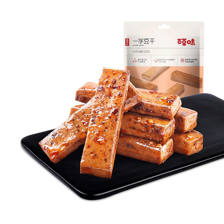 百草味 一字豆干 蛋白素肉豆干 麻辣味 200g