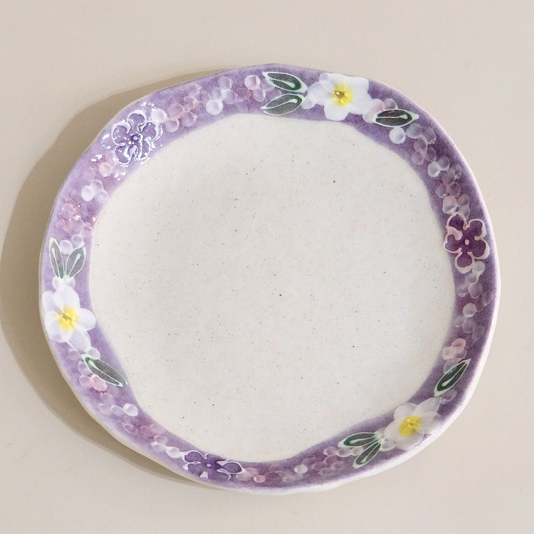 濑户烧 风花 17.8cm盘子 - 紫色