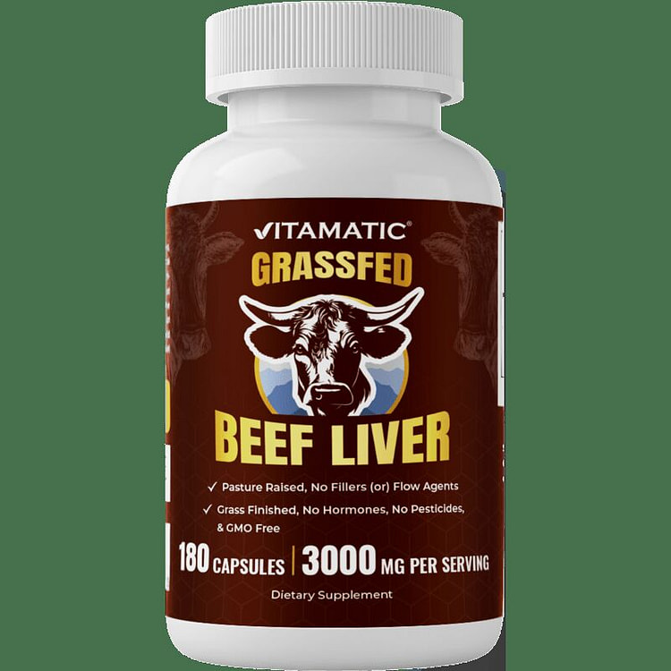 Vitamatic Grass Fed Beef Liver - 180 Capsules 1 each