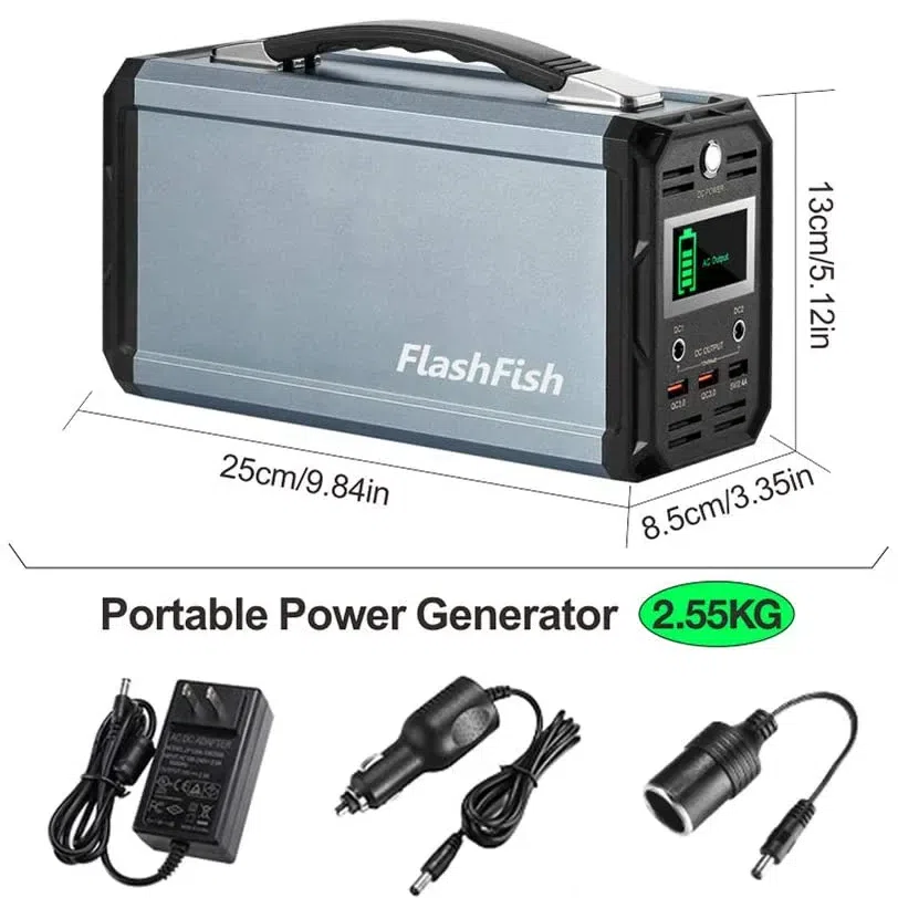 Solar Generator, 300W FlashFish 60000mAh Portable Power Station Camping Potable 1 box