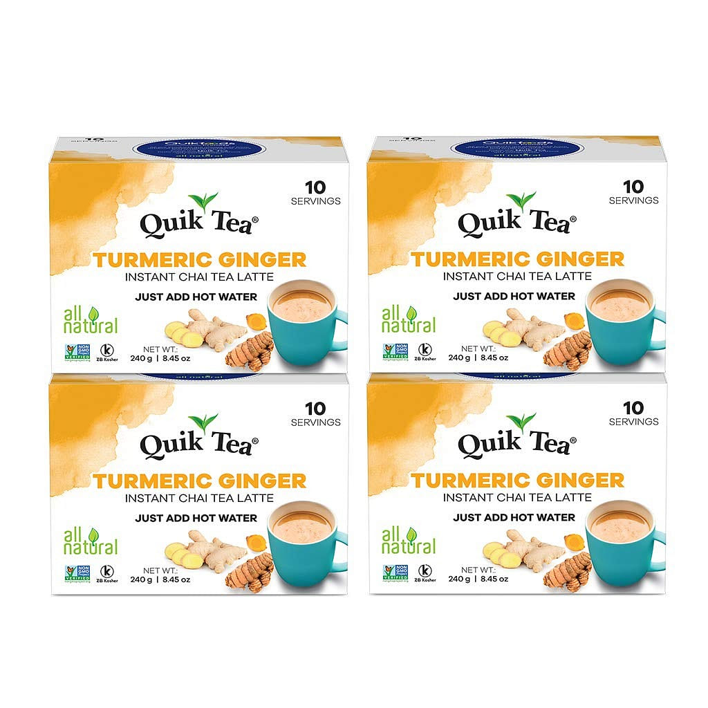 QuikTea Chai Latte,Tumeric Ginger,10ct-(Pack of 4) 4 box