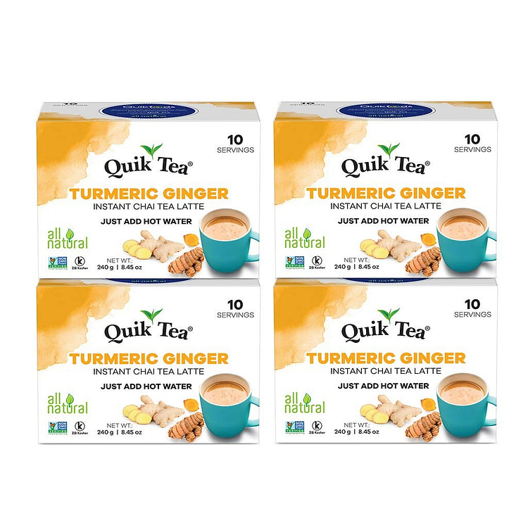 QuikTea Chai Latte,Tumeric Ginger,10ct-(Pack of 4) 4 box