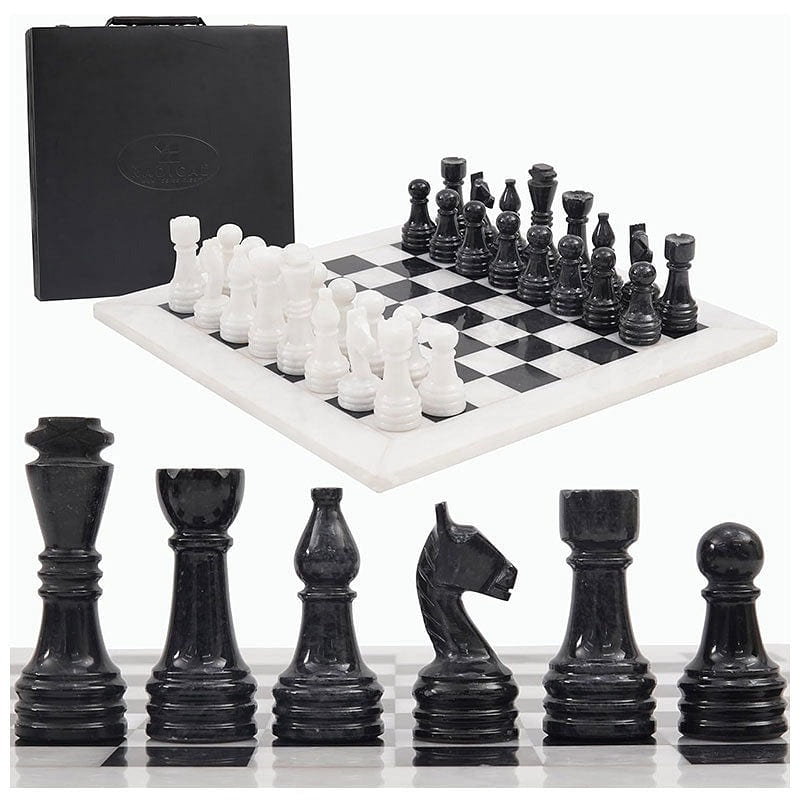 Marble Chess Set 15 Inch White & Black 1 count